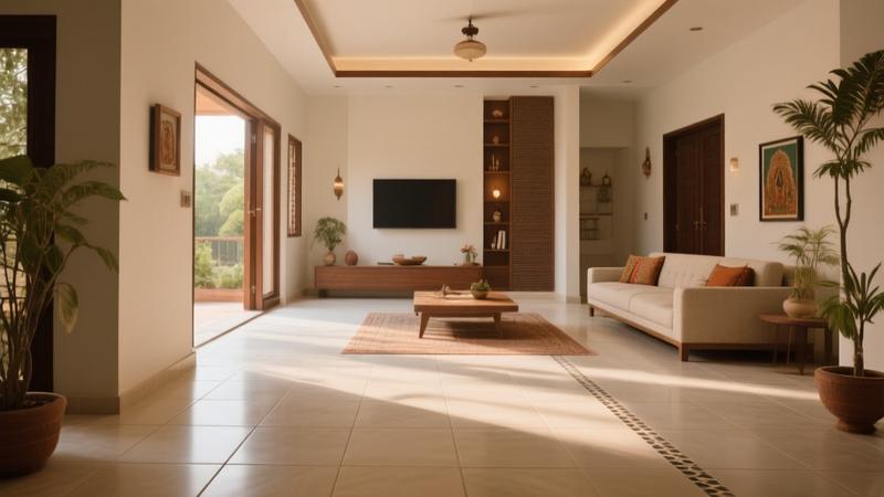 Tile installation cost per sq ft in India 2026 - modern vitrified tile flooring