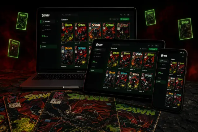 Acervo Digital Spawn — Biblioteca em 3 dispositivos