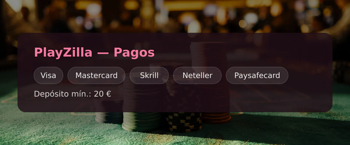 PlayZilla — Pagos: Visa, Mastercard, Skrill, Neteller, Paysafecard