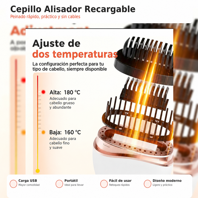 Cepillo alisador portátil compacto y ligero