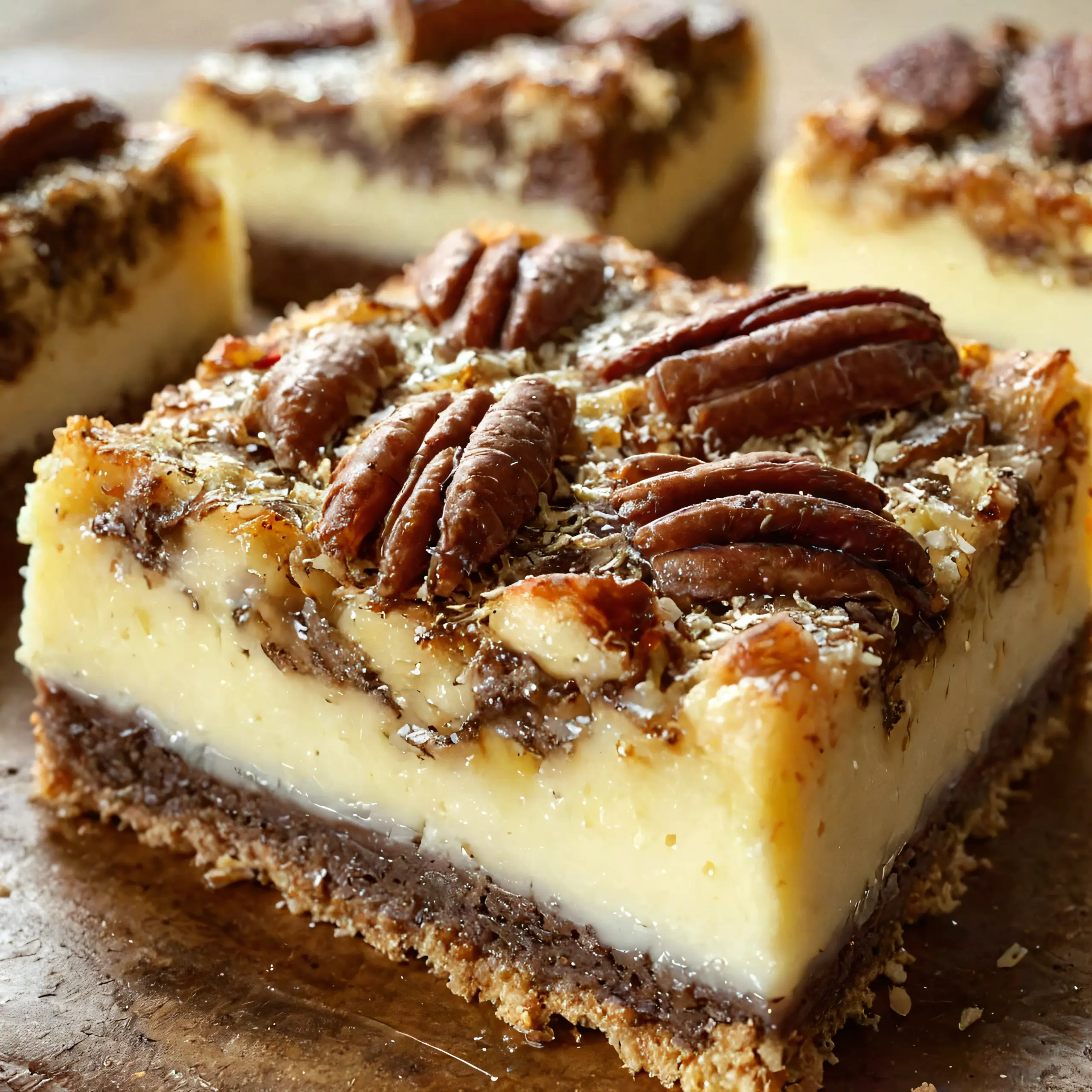 Leckere Pekannuss-Pie Cheesecake Riegel