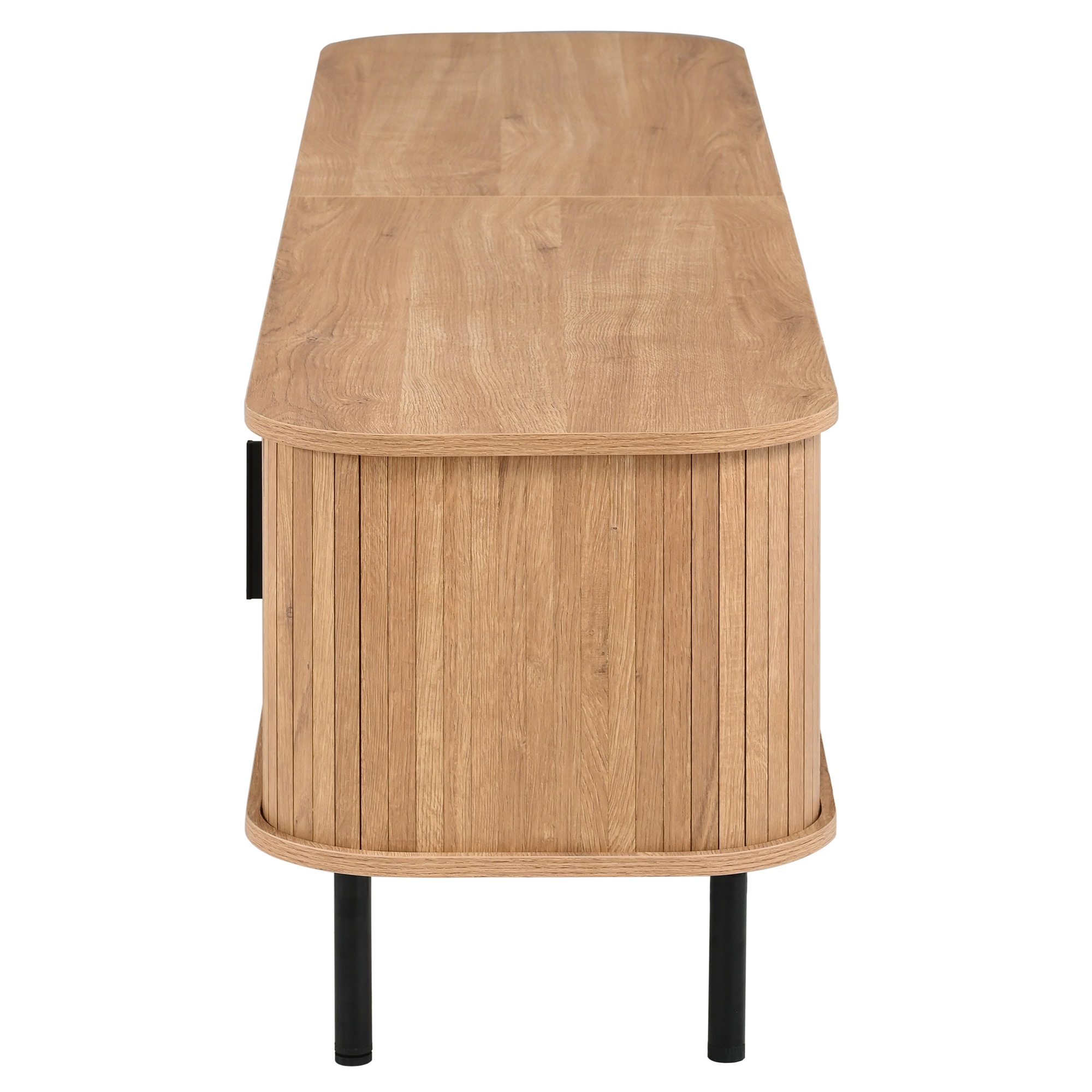 Meuble TV Naturel, 2 Tiroirs, Rangement, Éclairage LED, Gestion des Câbles, Portes Coulissantes - 180x40x44.5cm - Salon 4
