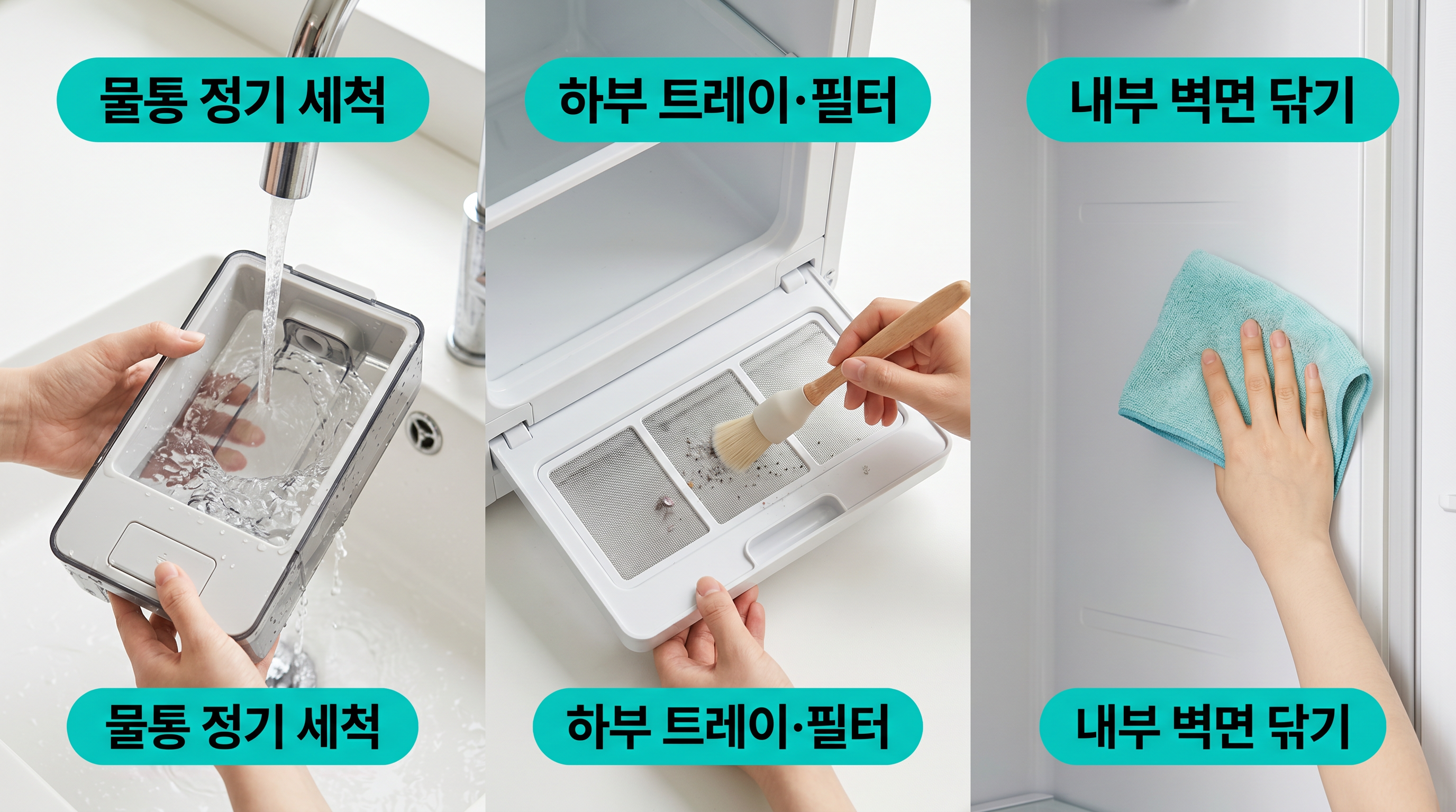 의류관리기 하부 트레이 필터 내부 청소 방법