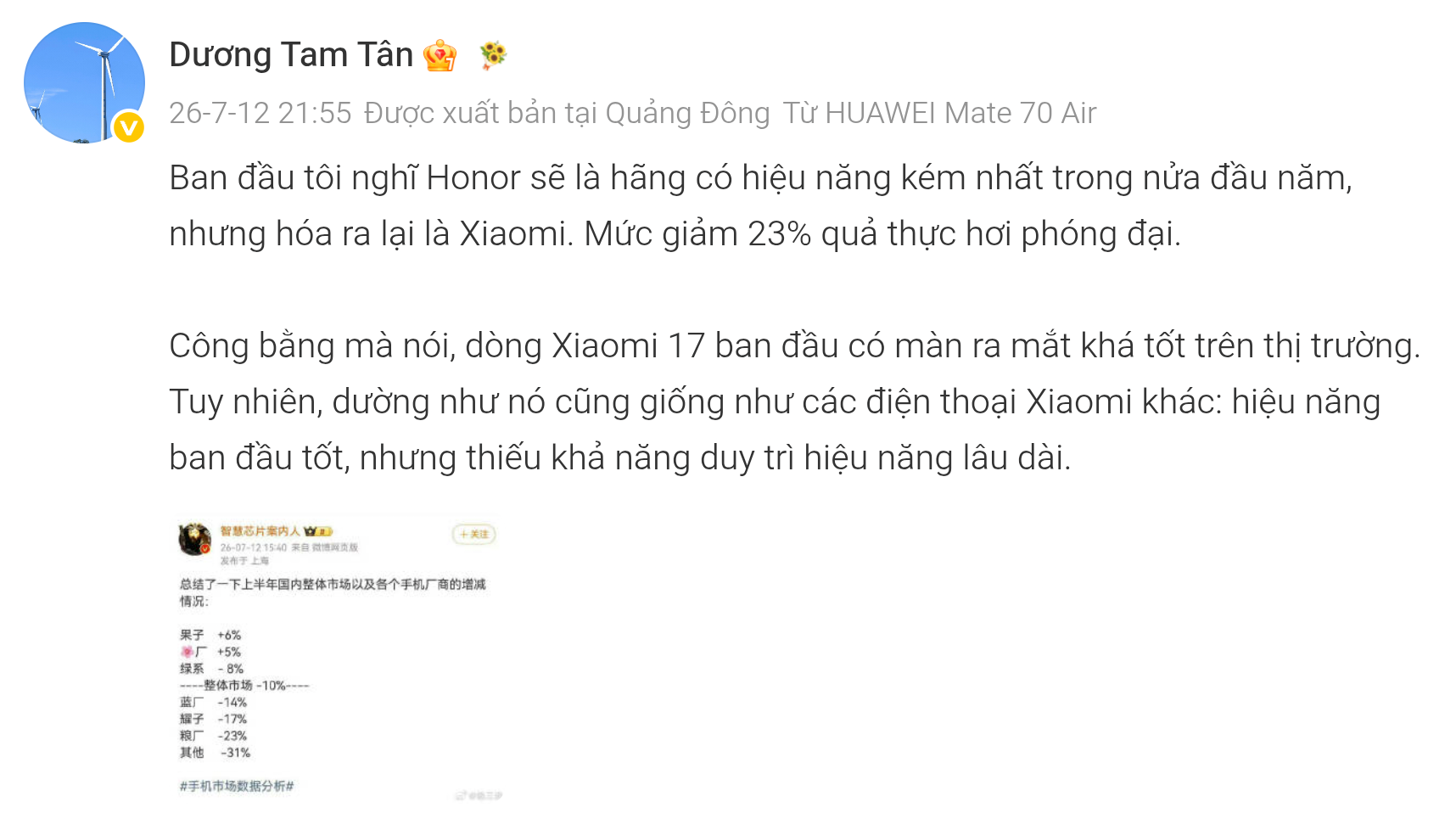 Doanh số Xiaomi sụt giảm 23% nửa đầu năm 2026 đáng lo ngại