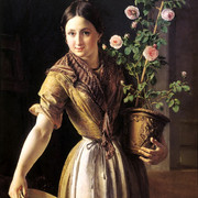 Девушка с горшком роз 1850