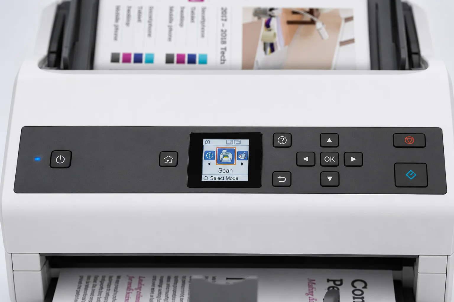 Epson WorkForce DS-970 A4 85ppm Auto Feed OCR Document Scanner — control panel close-up