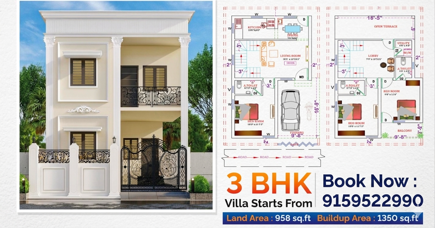 3BHK Villa Plan