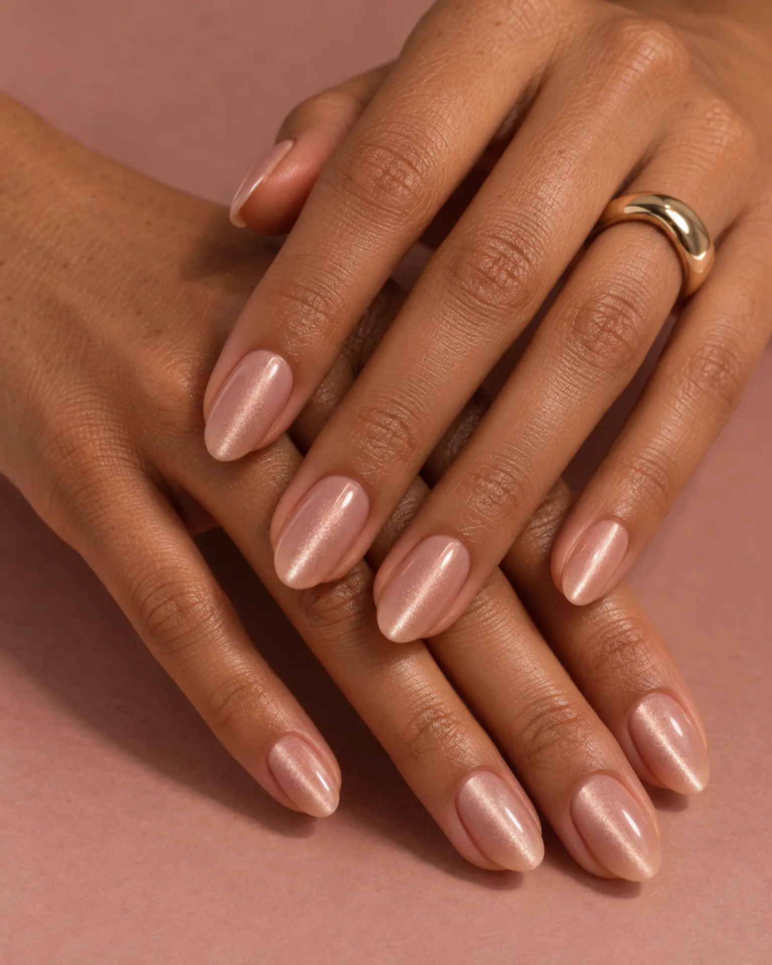 Nude Velvet Cat-Eye manicure inspiration for nude nail ideas