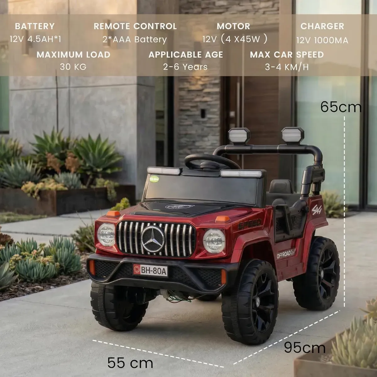 80A Battery Operated Jeep for Kids with RC Control | Kids Electric Battery Car with 4x4 Motors, RGB Lights & Music | Rechargeable Electric Car for Kid Aged 1–6 Years | 30Kg Weight capacity photo 9
