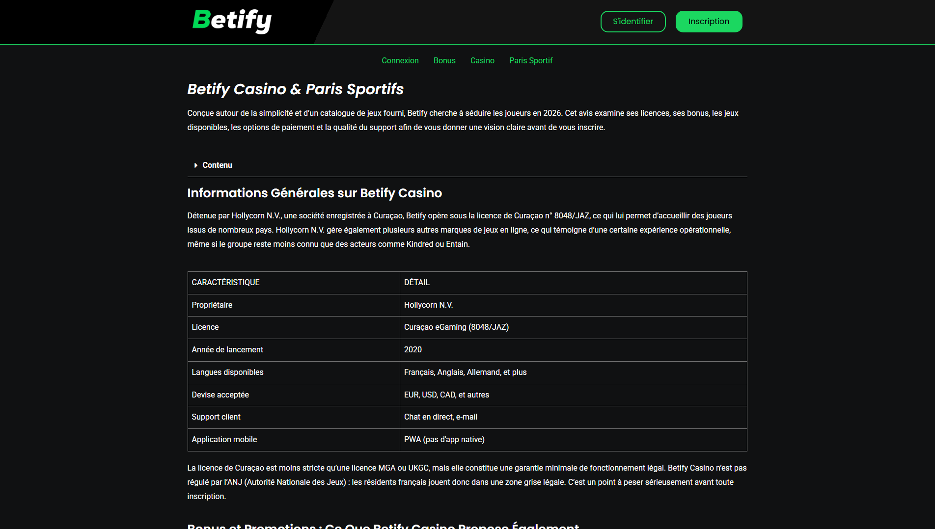 Stored capture of betifycasino.club