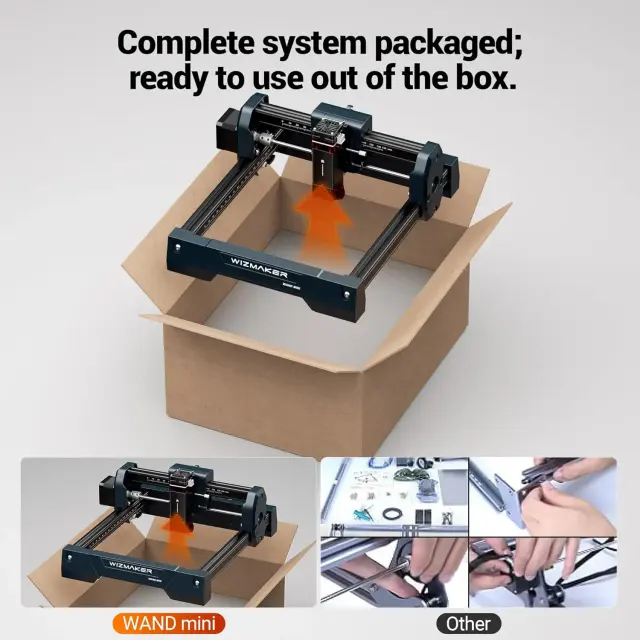 Wizmaker Desktop Laser Engraver packaging and complete kit