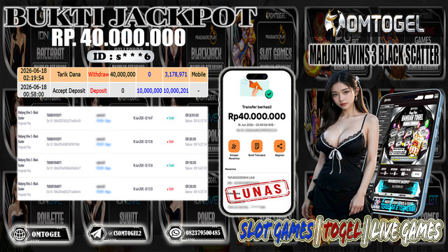 OMTOGEL JACKPOT PRAGMATIC MAHJONG WINS 3 BLACK SCATTER , Rp.40.000.000,- DIBAYAR LUNAS