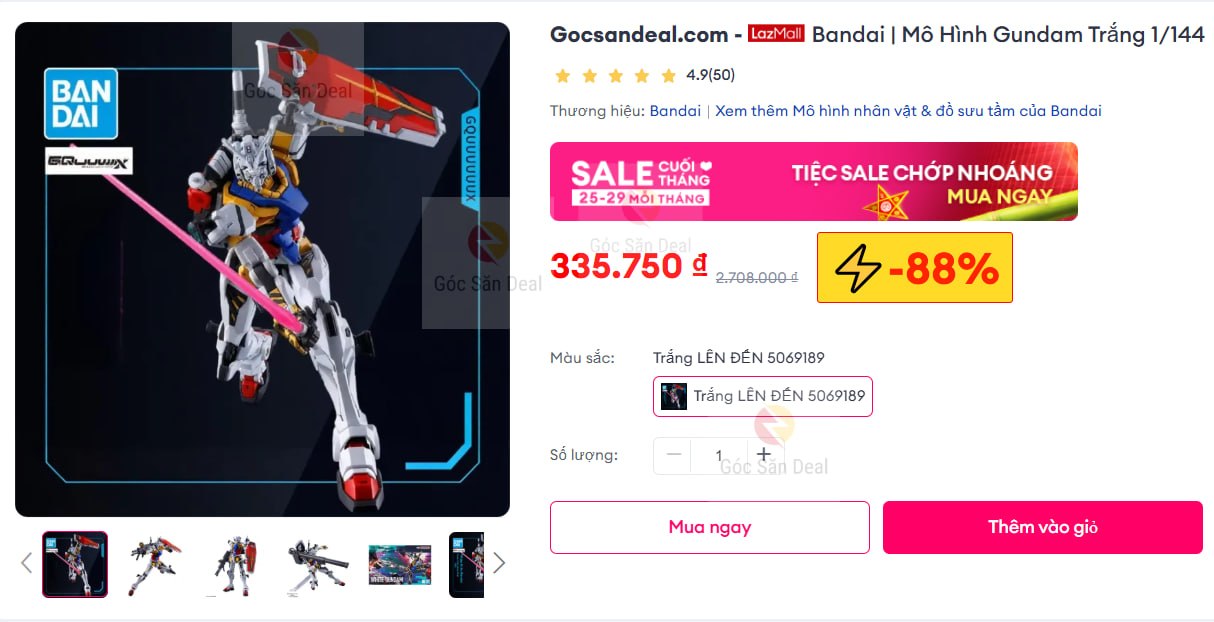 Bandai | Mô Hình Gundam Trắng 1/144
