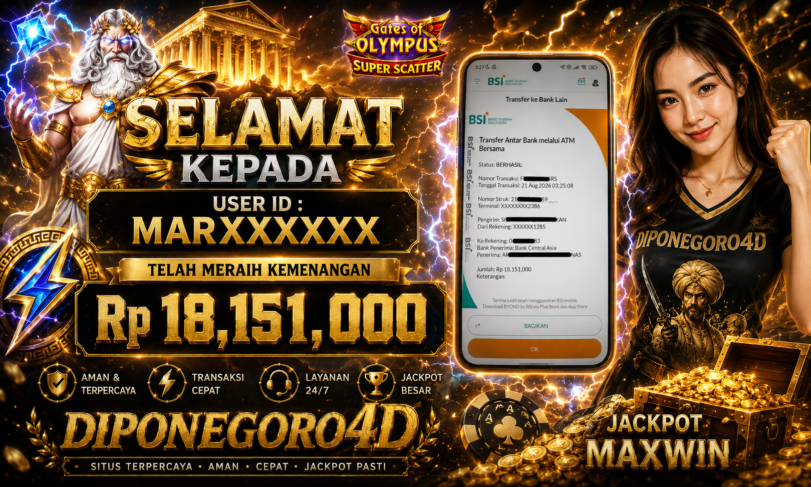 DIPONEGORO4D JACKPOT OLYMPUS SUPER Rp.18.151.000.,- LUNAS