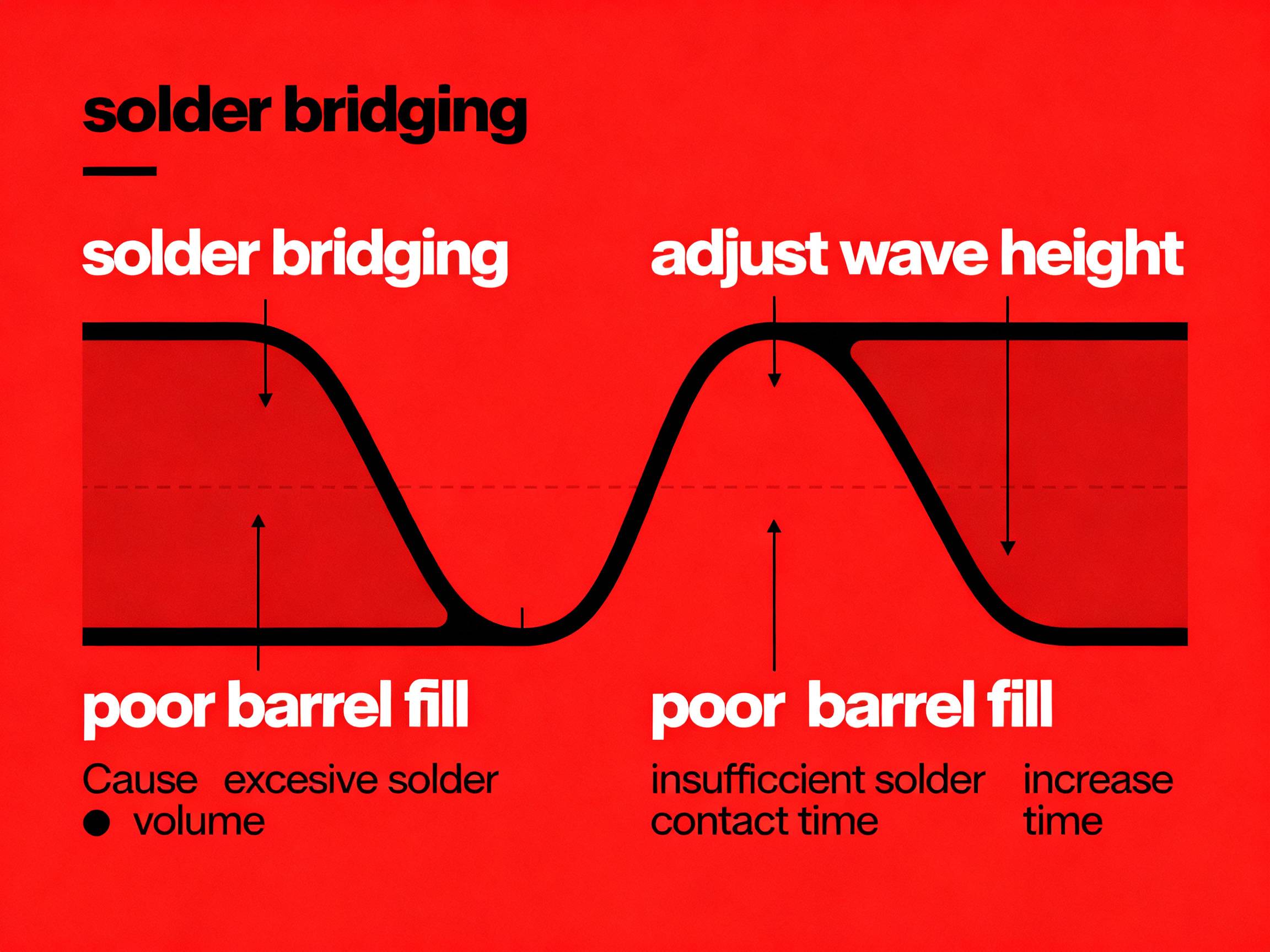 Common defects in wave soldering diagram.