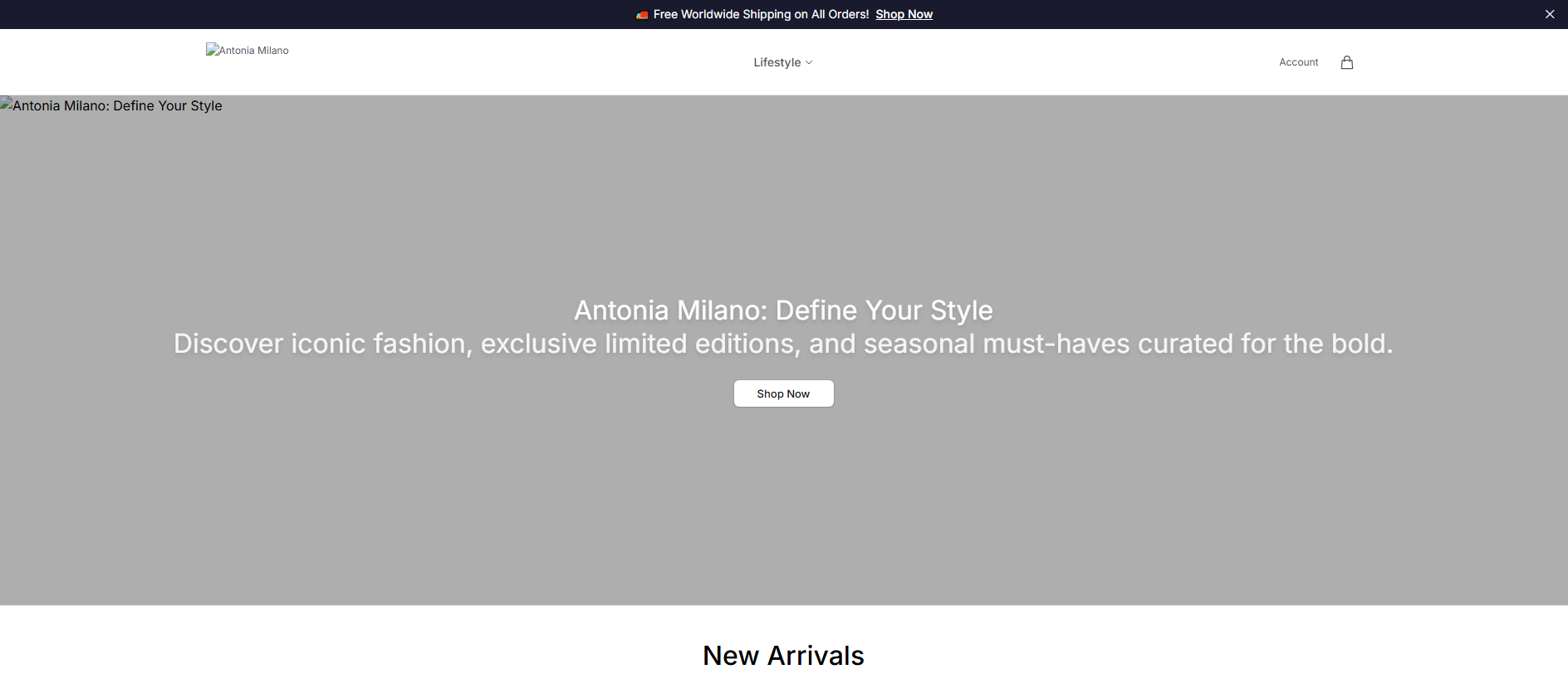 Stored capture of antoniastore.shop