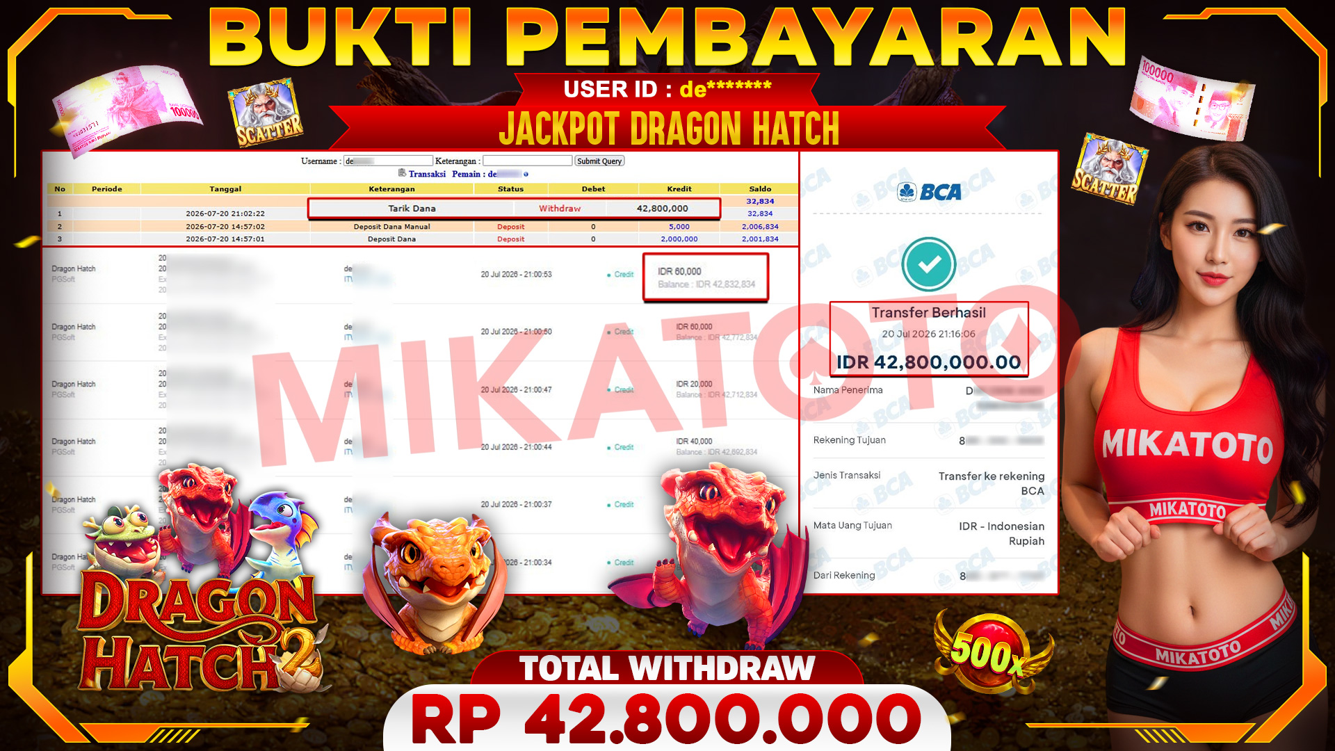 🏆 SELAMAT KEPADA PEMENANG JACKPOT DI Dragon Hatch - PGSoft 42,800,000🏆