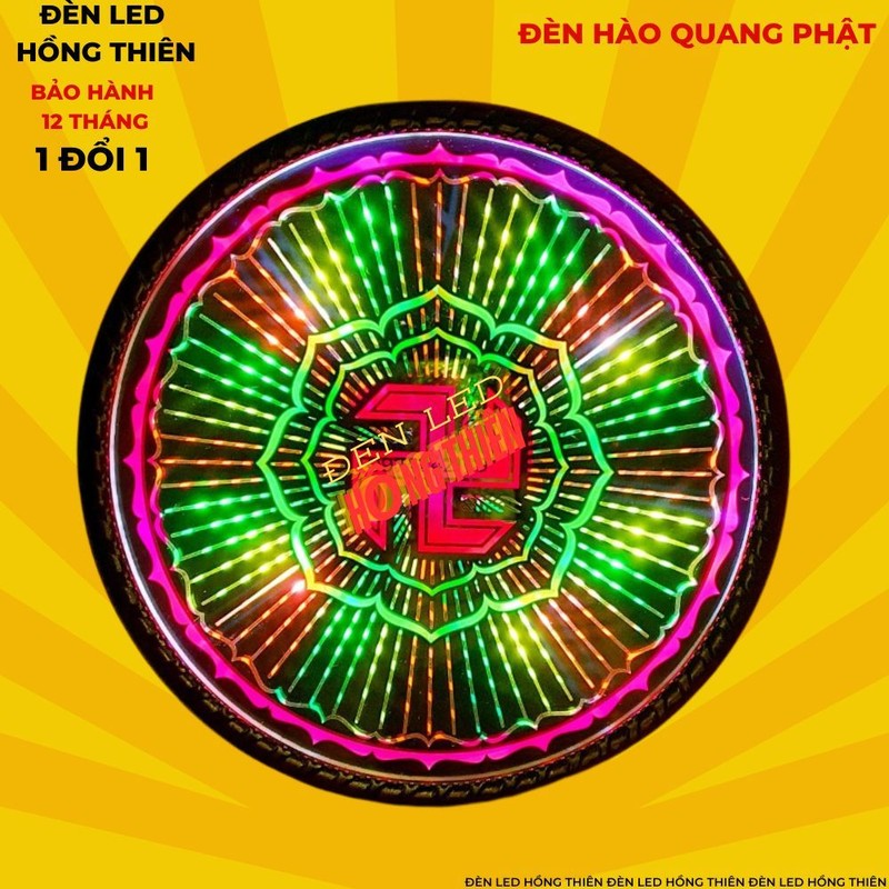 Đèn Hào Quang LED Tượng Phật Hình Hoa Sen & Vạn