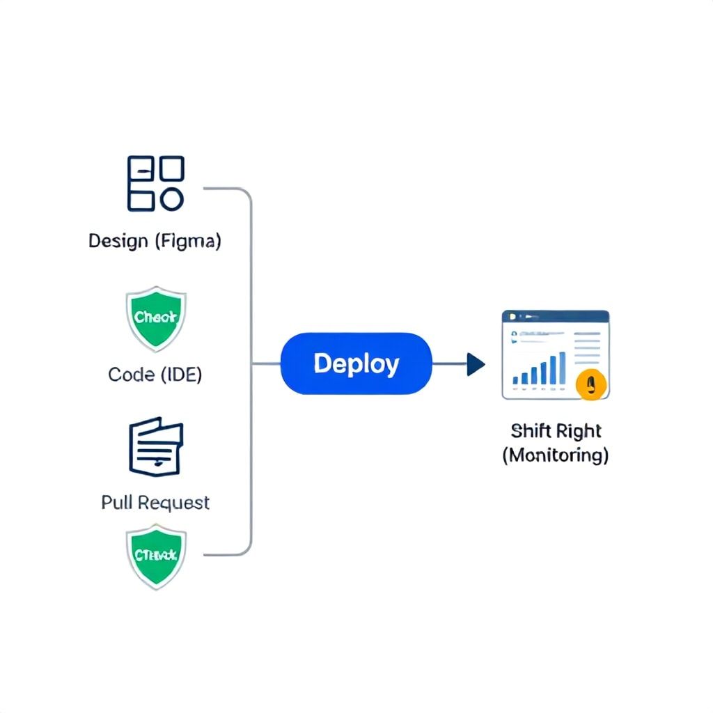 Flowchart of Shift Left and Shift Right strategies for continuous accessibility compliance