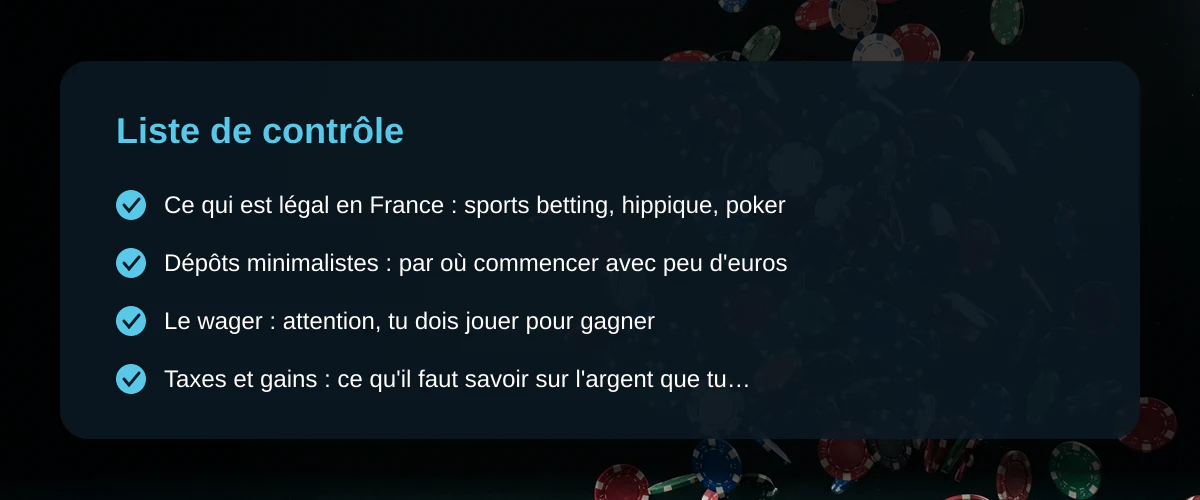 Paris casino en ligne : ce que tu dois vraiment savoir quand tu joues petit en France — Liste de contrôle