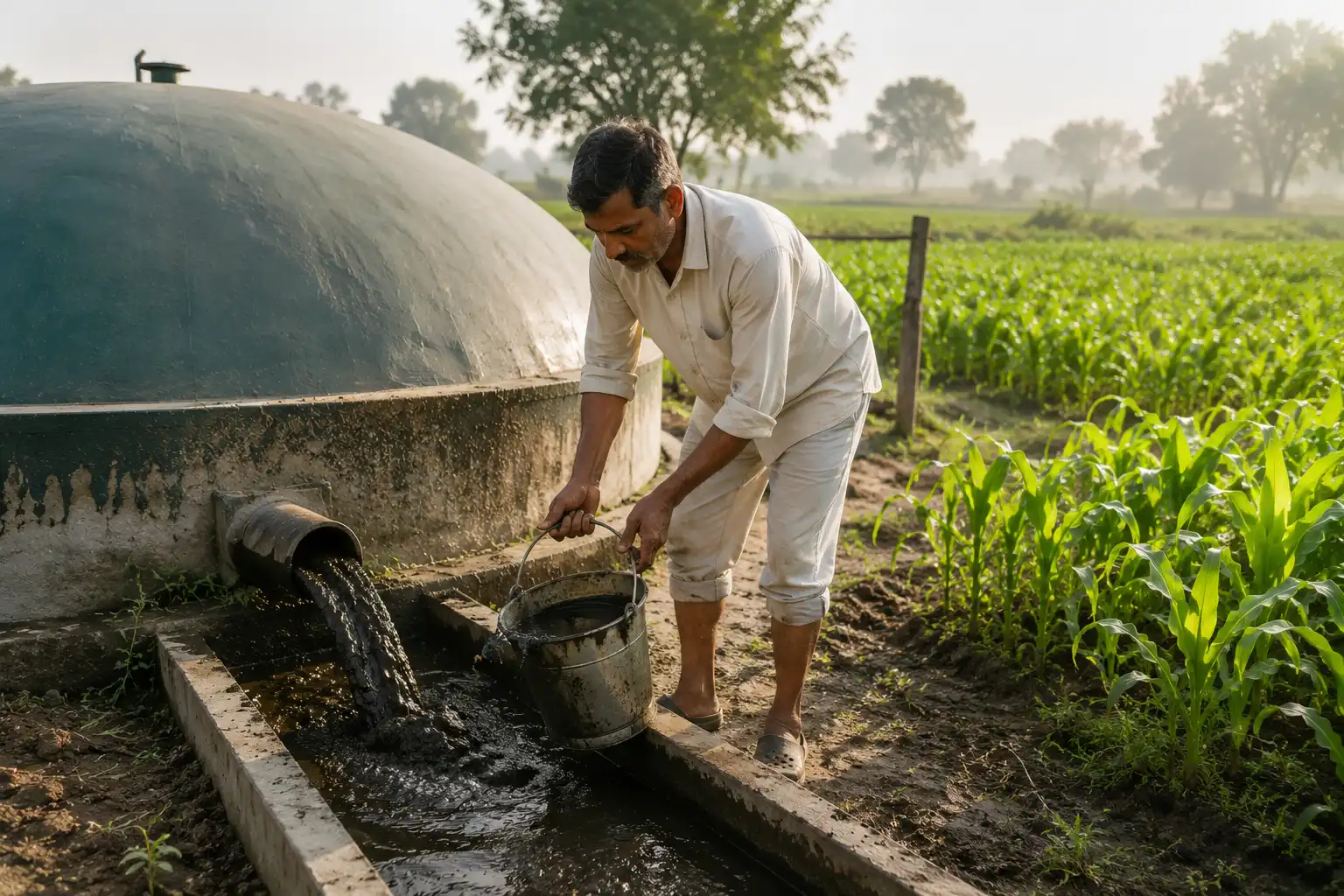 Biogas slurry used as organic fertilizer