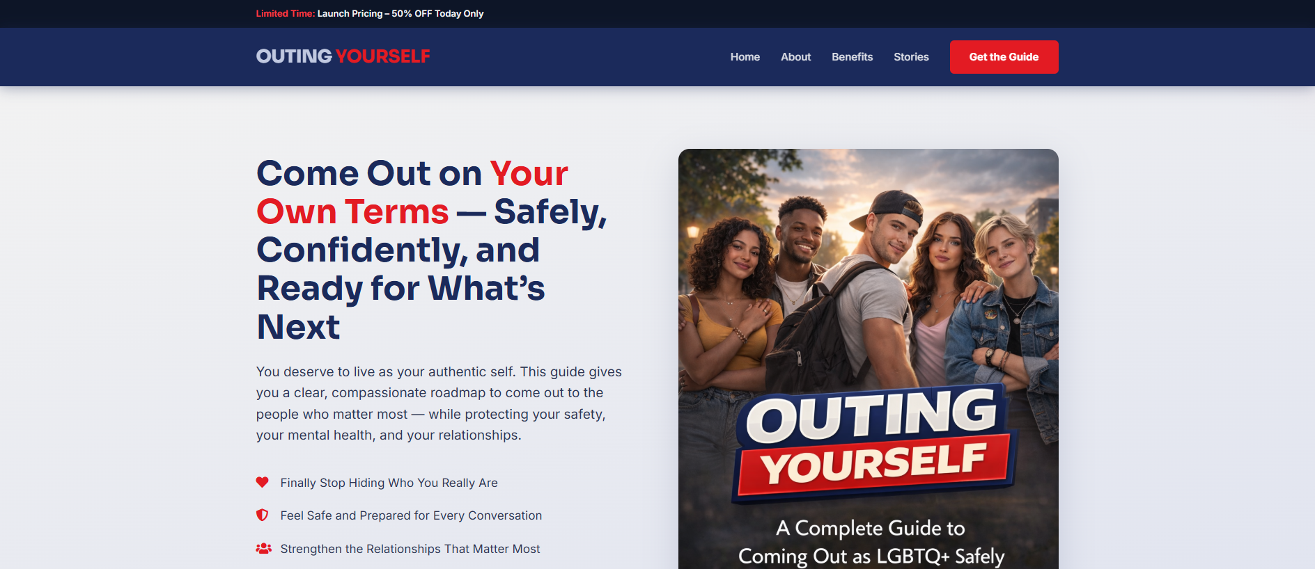 Forensic screenshot of outingyourself.com showing the phishing page layout