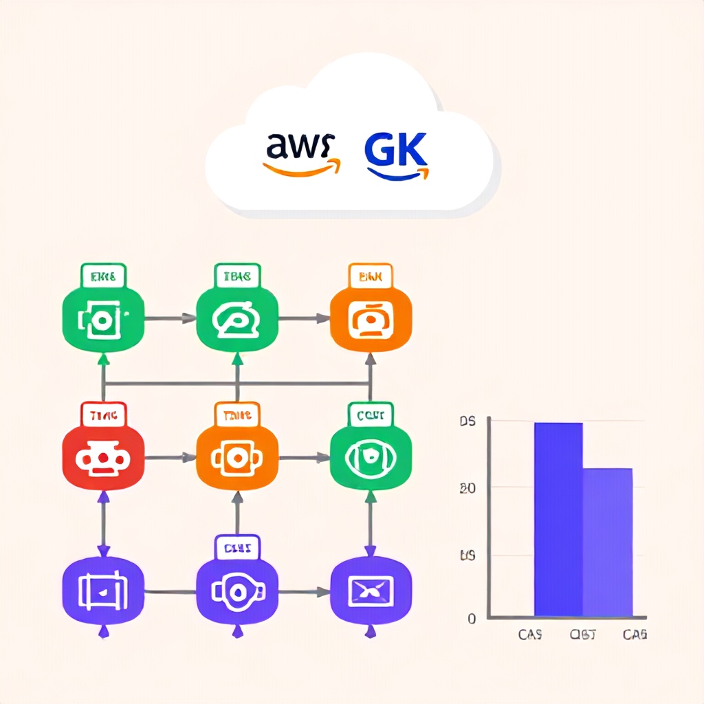 Multi-team Kubernetes cluster diagram with label-based cost allocation and cloud provider logos