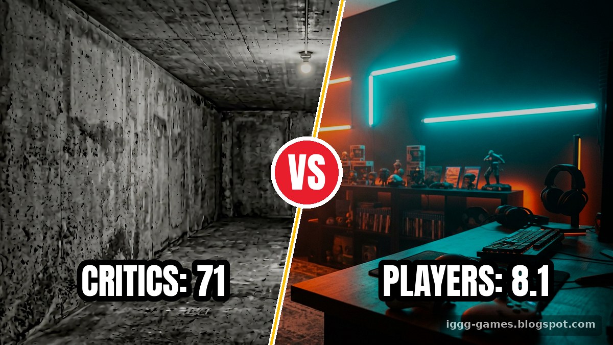 Comparison graphic showing critic score 71 against player score 8.1