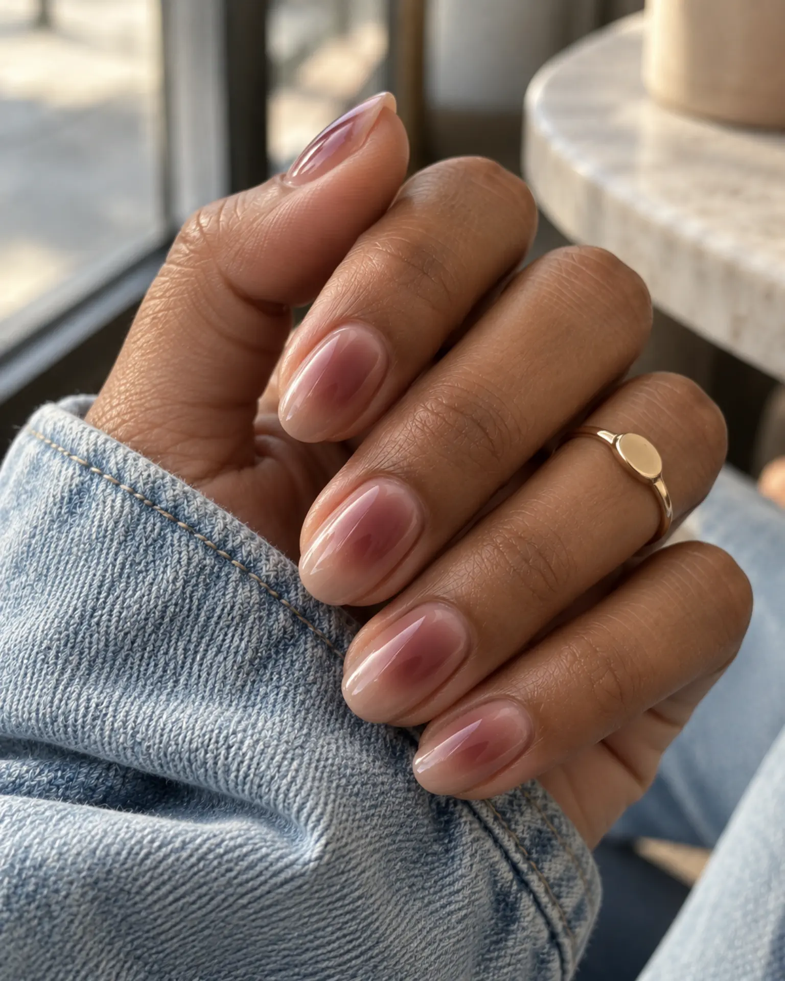 Work Tonal Aura Fade manicure inspiration for work nail ideas