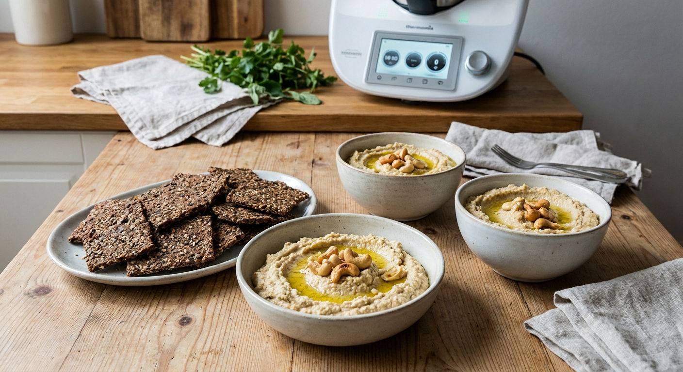 Domowy hummus i krakersy z thermomixa.