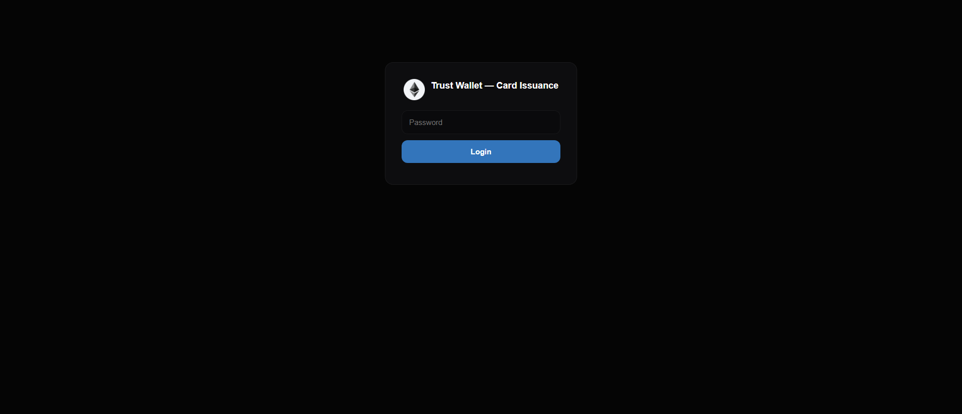 Forensic screenshot of p-trustwallet-cards-fdea5de5.prov.cx showing the phishing page layout
