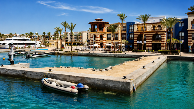 gorgeous sunset view over marina harbor