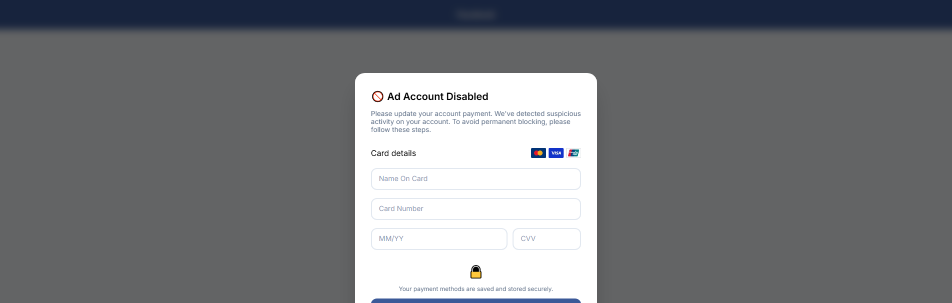Forensic screenshot of [REDACTED] showing the phishing page layout