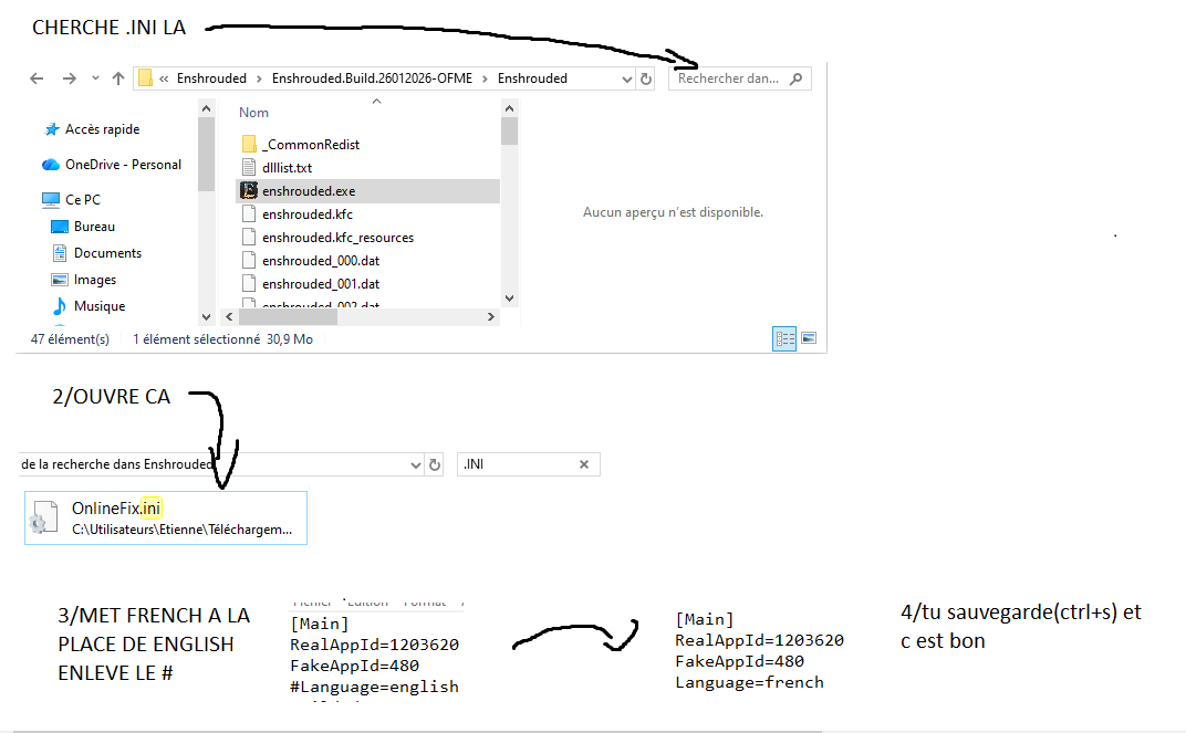 Changement de langue OnlineFix