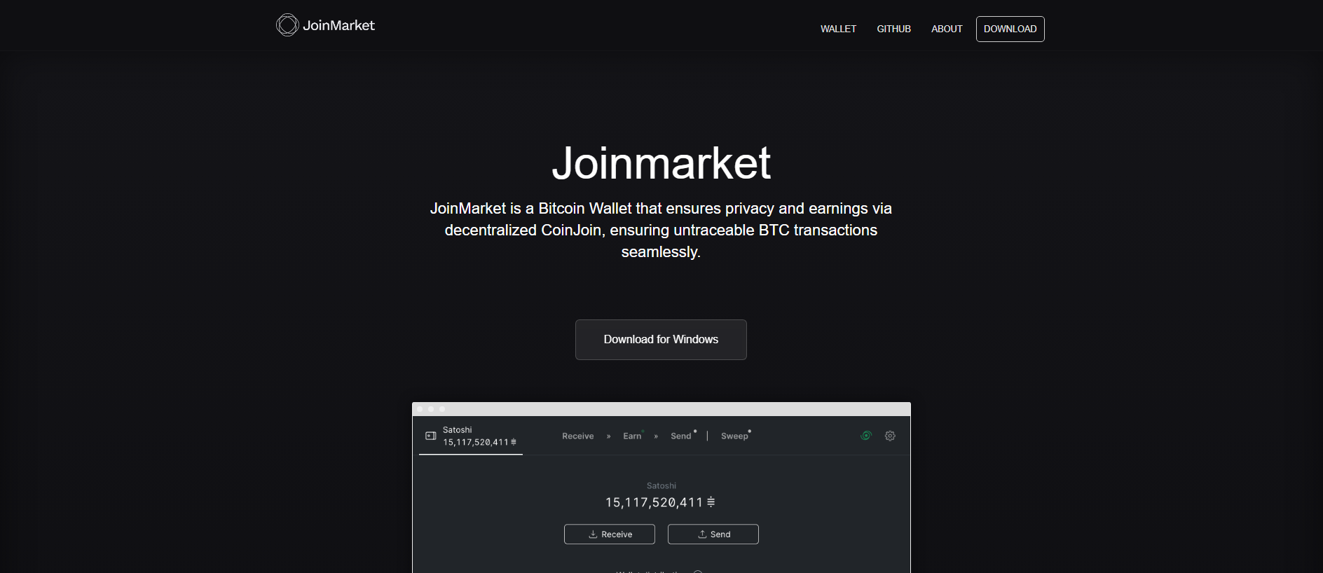 Screenshot of joinmarket.net