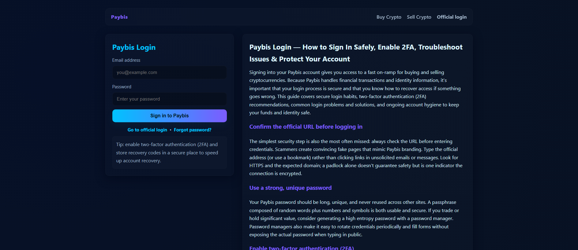 Screenshot of paybis-loginn.pages.dev