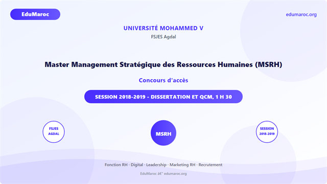 Master Management Stratégique des Ressources Humaines (MSRH) - FSJES Agdal 2018-2019