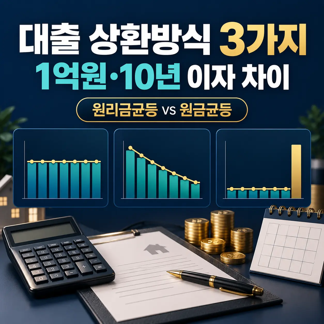 대출 상환방식 3가지｜1억원·10년 이자 차이와 선택법