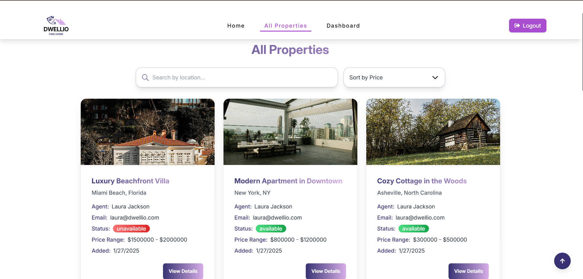 Property Listing Screenshot