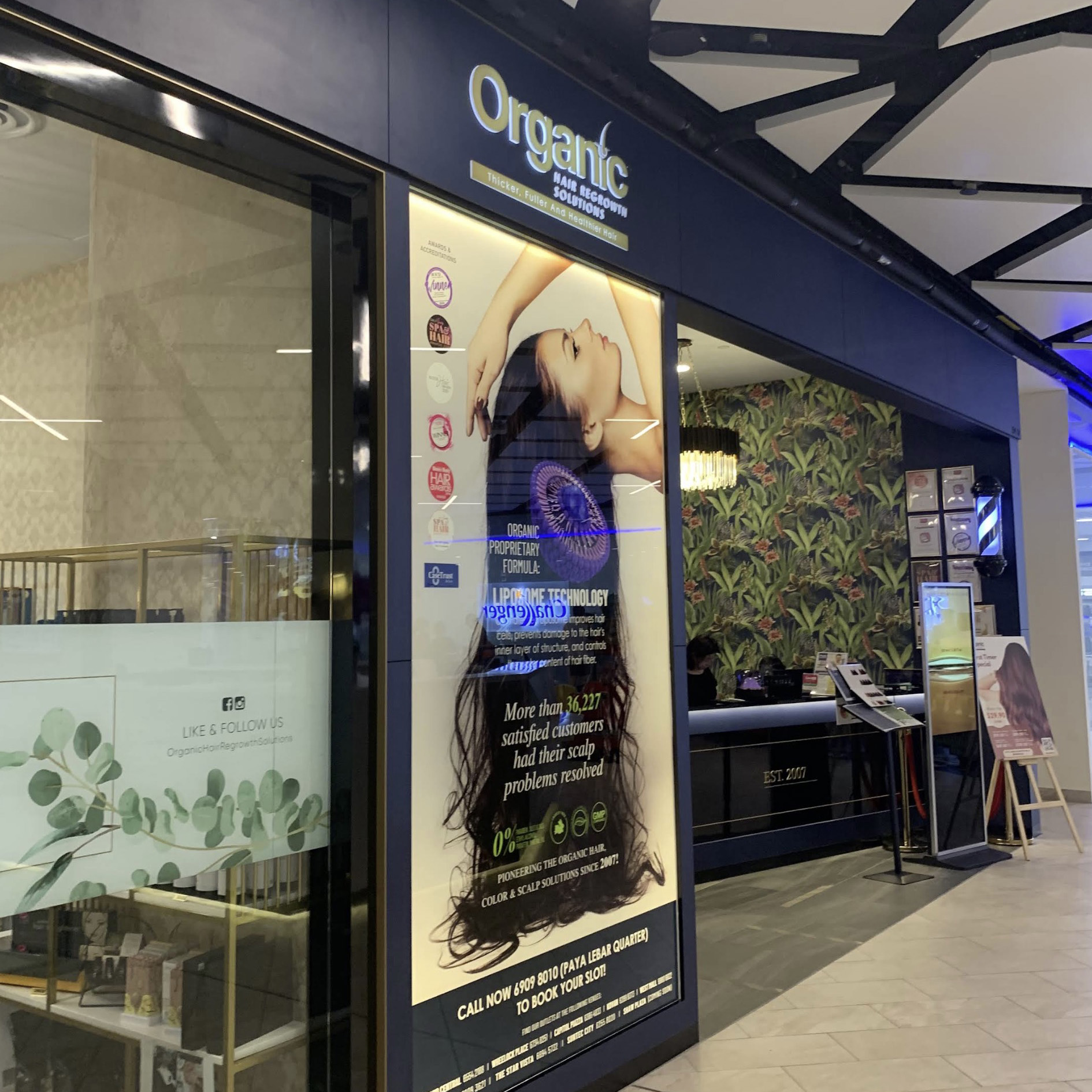 Organic Hair Regrowth Solutions storefront at PLQ Mall