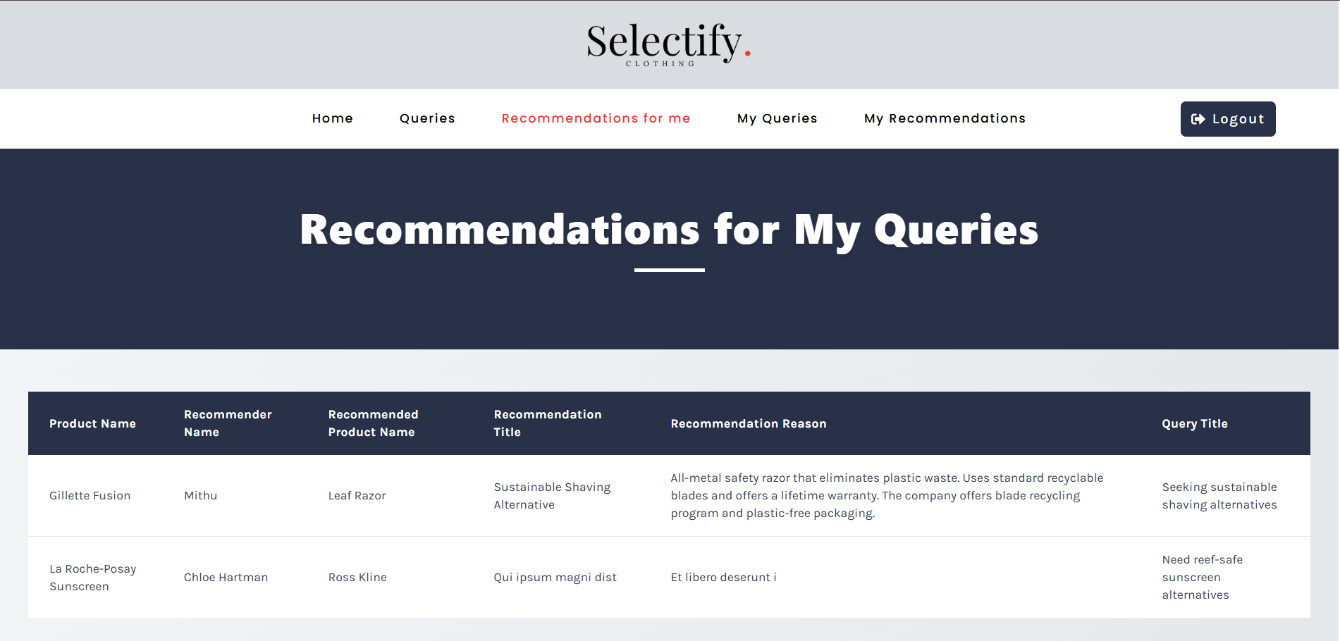 Recommendations For Me Screenshot
