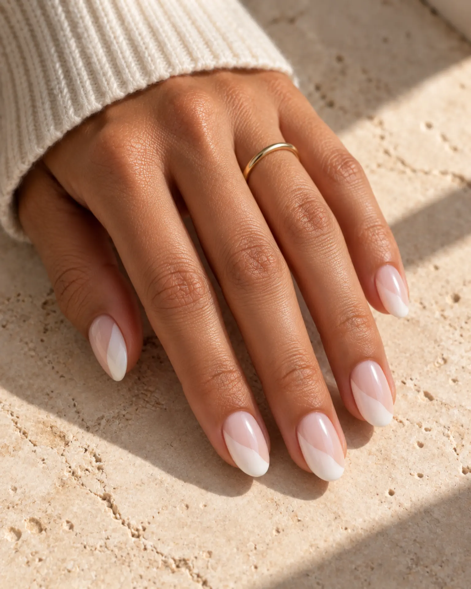 Ivory Negative Space manicure inspiration for white nail ideas
