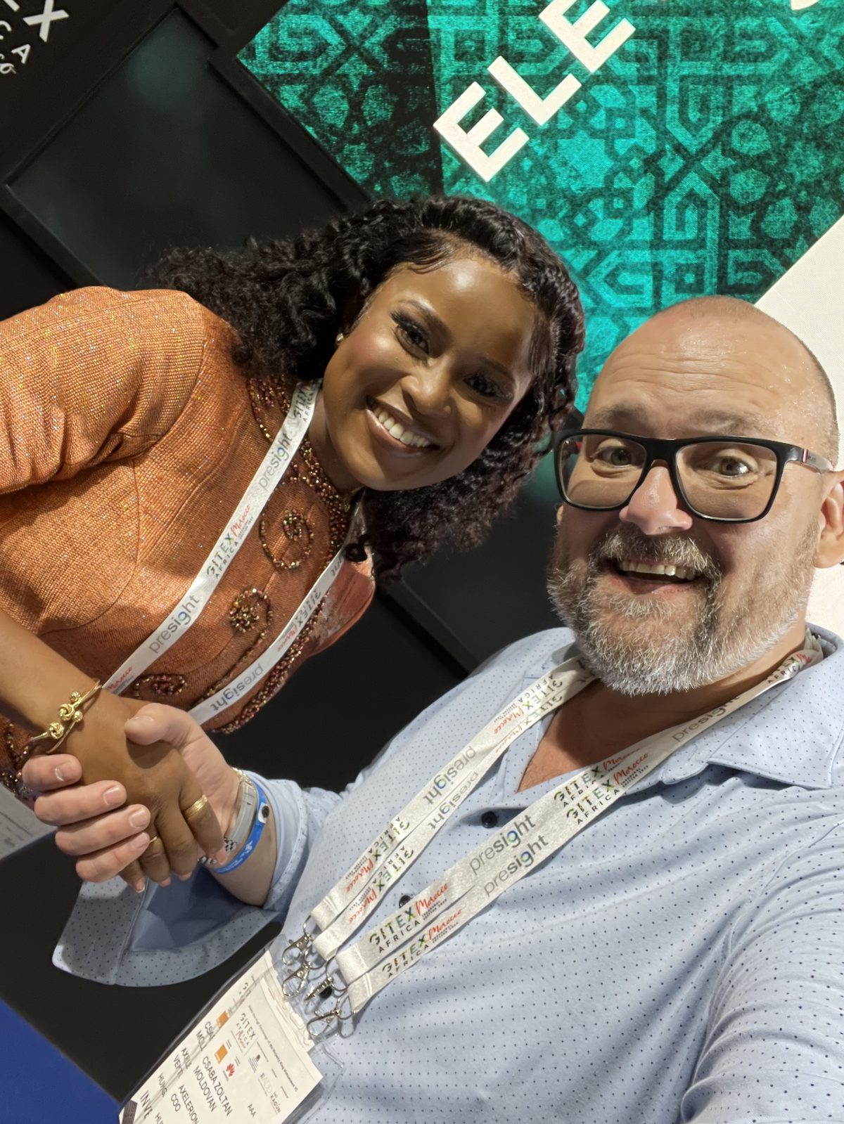 Csaba Moldován with a backed founder at GITEX Africa 2023