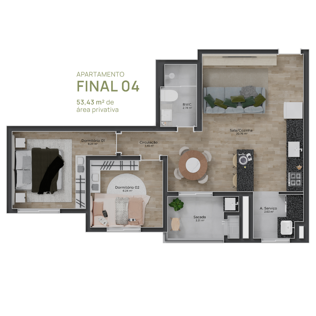 Planta Humanizada 04 — Sunset Residence