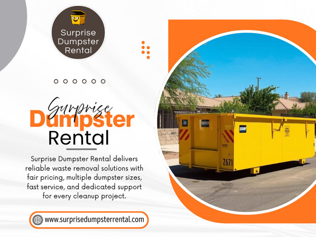 By working with Surprise Dumpster Rental, homeowners can simplify debris management and keep renovation projects running smoothly. A dependable Roll off dumpster rental Surprise AZ solution provides the convenience needed to handle renovation waste efficiently while allowing homeowners to focus on transforming their space rather than dealing with the mess left behind.

Find Us On Google Maps: https://maps.app.goo.gl/UqwMRLeeR371knGH9

Surprise Dumpster Rental
Address: 14239 W Bell Rd, Suite 206, Surprise, AZ 85374, USA
Phone Number: +16232446275

Read Our Blogs:

https://surprisedumpsterrental.weebly.com/
https://surprisedumpsterrental.mystrikingly.com
https://surprisedumpsterrental.wordpress.com

More Links:

https://band.us/@surprisedumpsterrent
https://www.blurb.com/user/surprisedump
https://triberr.com/surprisedumpsterrental