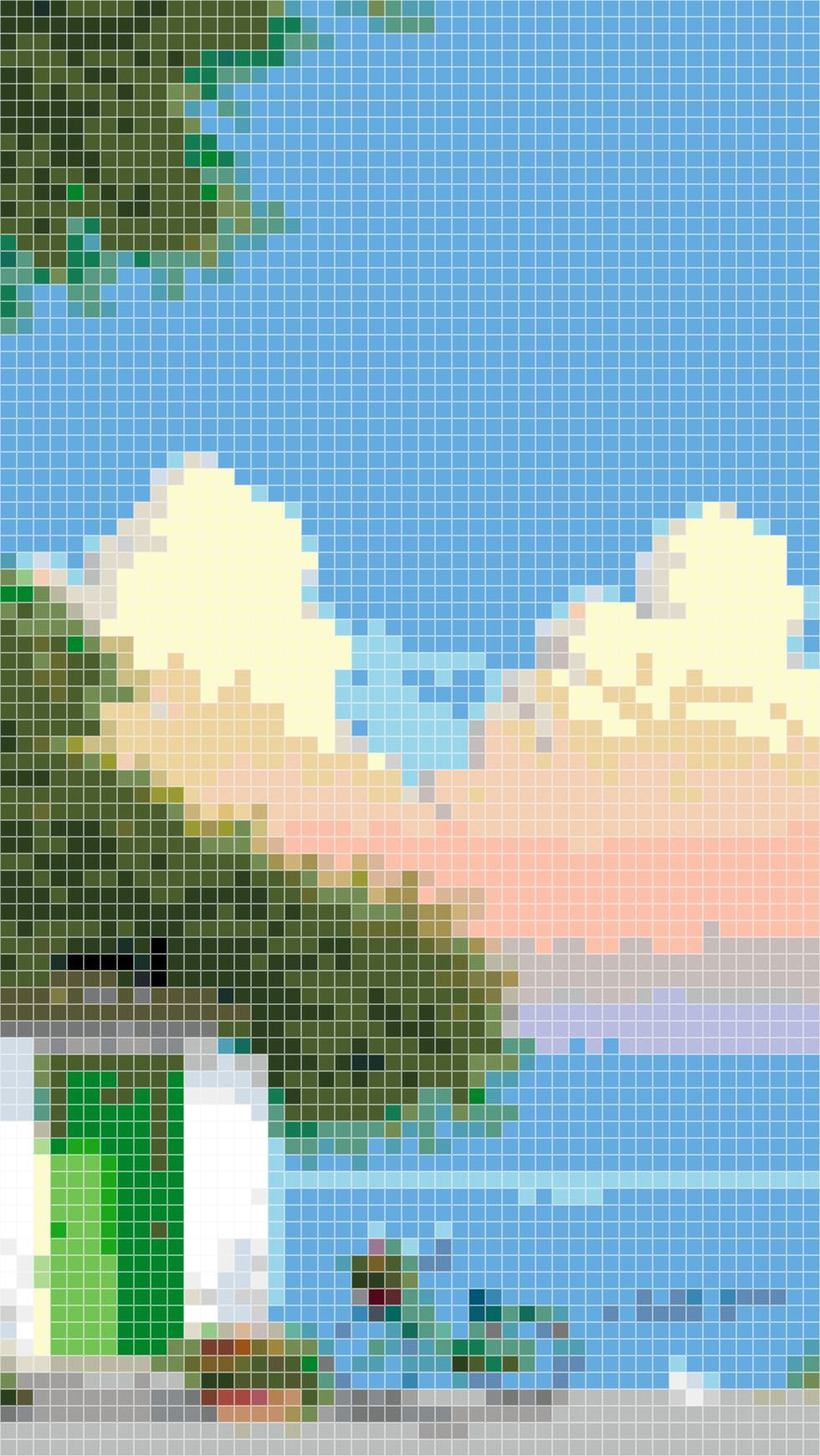 Whimsical Seaside Scene With White Cat