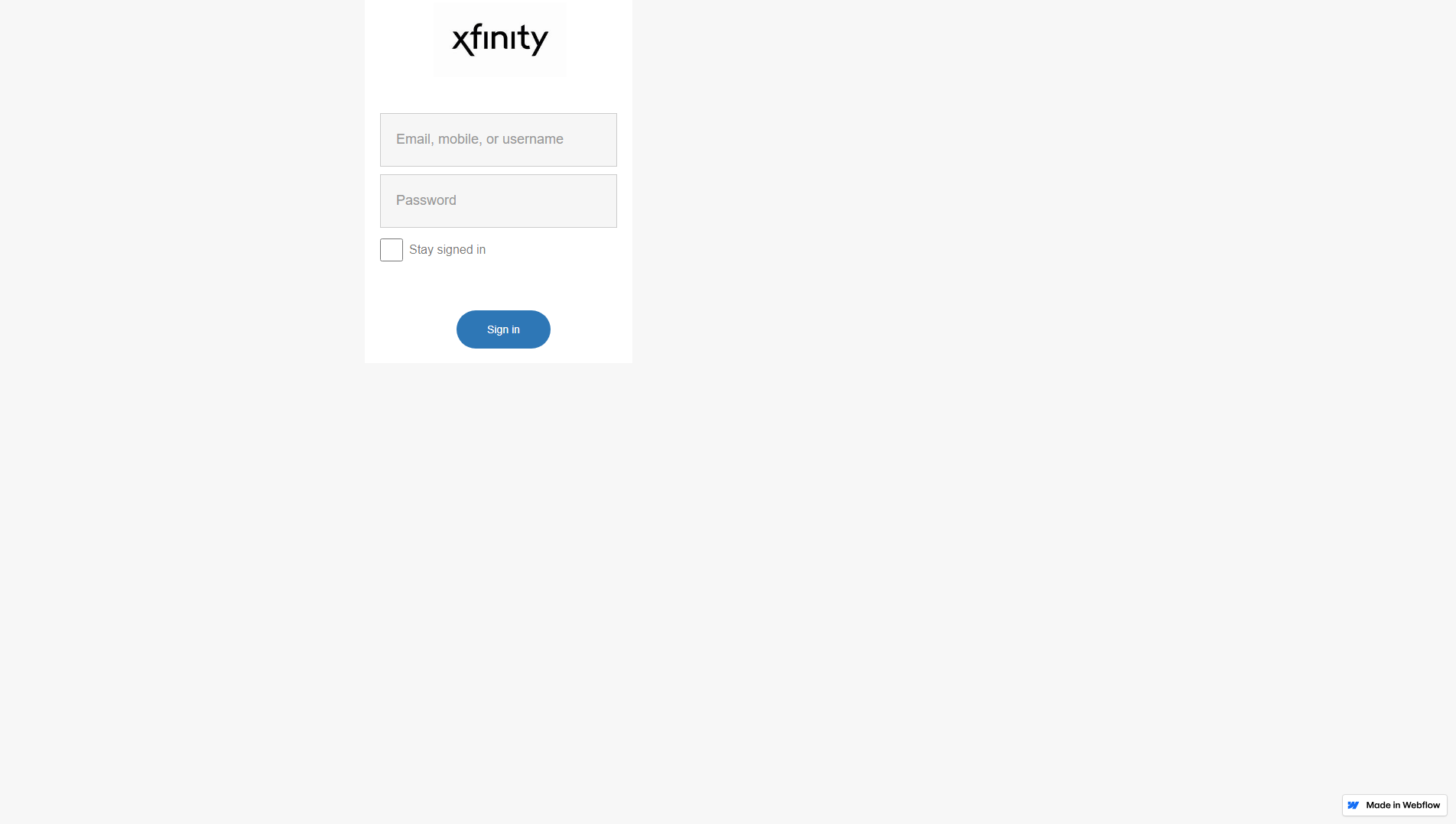 Screenshot of xfinityaccountupdates.webflow.io