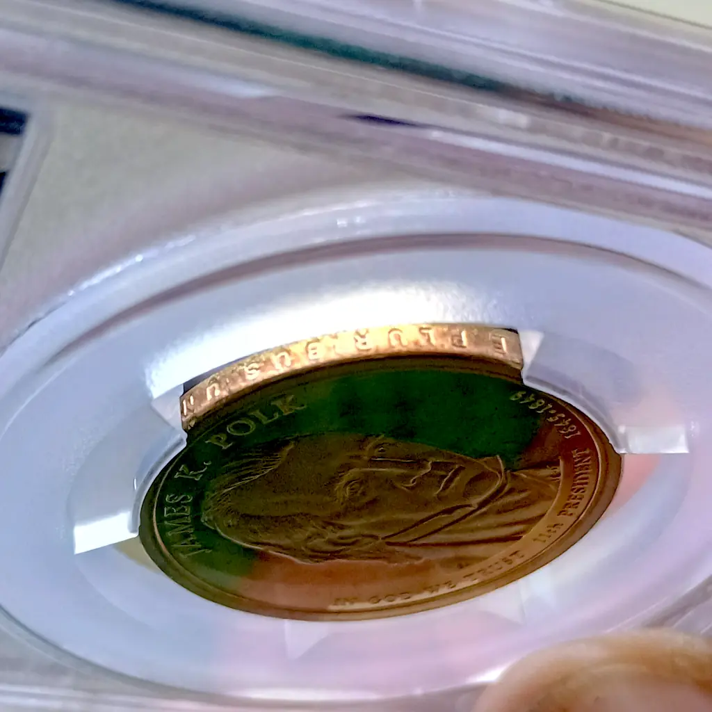Moeda dos Estados Unidos Certificada PCGS PR69DCAM – 1 Dólar 2009-S James K. Polk Série Presidente - Foto 3