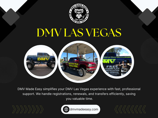 Visiting the DMV Las Vegas office without proper preparation can lead to extended wait times or incomplete transactions. This is why understanding requirements ahead of time is so important.

Click Here for More Information: https://dmvmadeeasy.com/dmv-services-las-vegas/

Address: 8615 W Flamingo Rd, Las Vegas, NV 89147

Phone Number: +17022413662

Google Map: https://goo.gl/maps/BJNY18FeVELkd5ye8

Read Our Blog:

https://dmvmadeeasyvegas.blogspot.com
https://dmvmadeeasy.weebly.com
https://dmvmadeeasyvegas.wixsite.com/dmv-made-easy

More Links:

https://linktr.ee/dmvmadeeasy
https://allmyfaves.com/dmvmadeeasy
https://dmvmadeeasy.carrd.co/