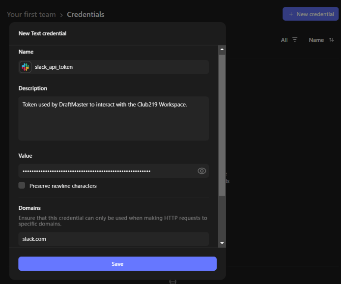 Tines Text Credential